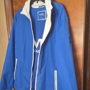 Michael Kors Blue Windbreaker Jacket with White Accents